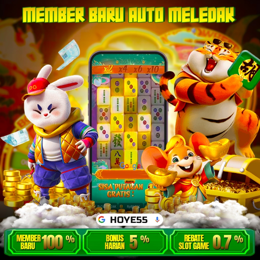 Poster HOYE55: karakter hewan dan elemen emas pada materi promosi
